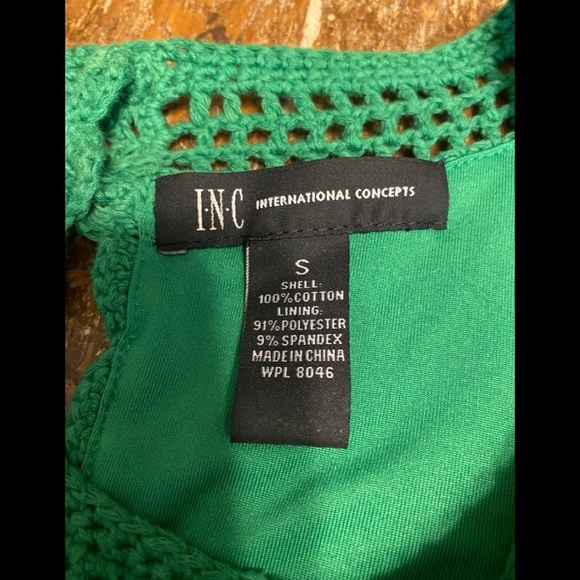 INC Interantional Concepts Dress Crochet Green - Picture 6 of 9